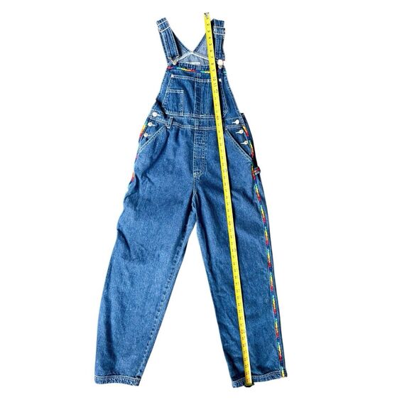 Vintage Limited Too 90s Denim Overalls Juniors 3 Blue Rainbow Trim Y2K Grunge - Picture 8 of 10